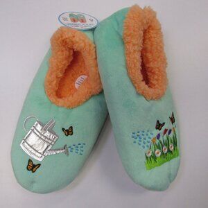 Women's Size 7/8 Medium Snoozies! Gardening Garden Print Pairables Slippers NEW